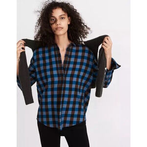 Madewell flannel plaid popover shirt size S